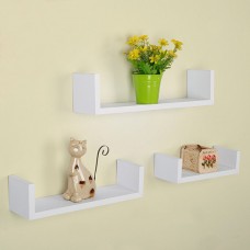 3 Pieces U Shape Wall Mount Fiberboard Shelf Storage Shelving Floating Shelves   263013552267